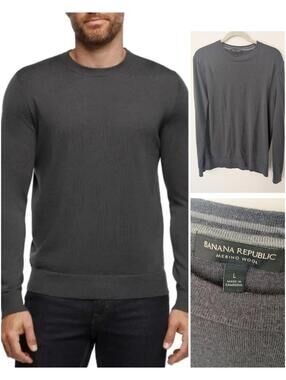 Banana Republic Men's Crewneck Pullover Sweater Merino Wool size Large